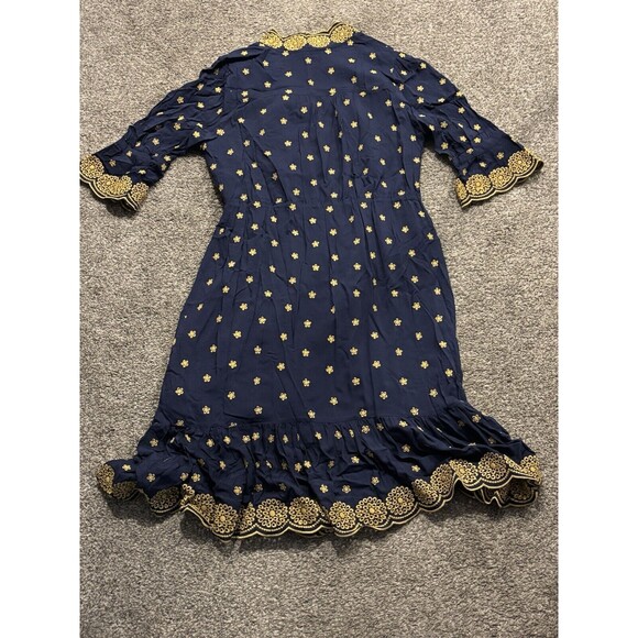 Boden Bronwen Broderie Embroidered Midi Dress in Navy and Yellow Size US 10R NWT - Picture 11 of 11